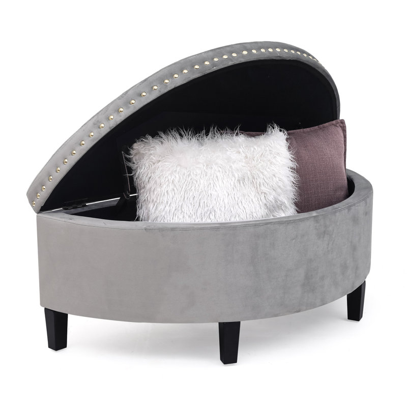Banc de rangement rembourré Roxann, Gris clair