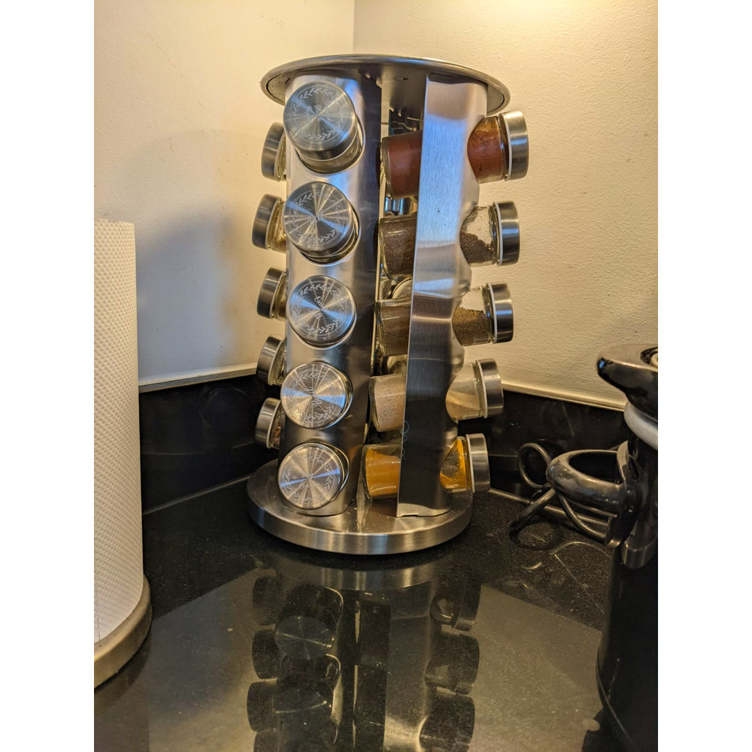 Freestanding Stainless Steel Spice Jar & Rack Set