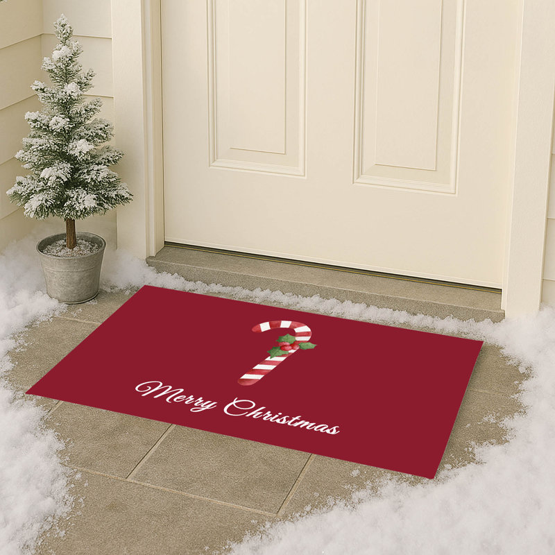 Paillasson Merry Christmas, Rouge canneberge, L 21 po x L 34 po