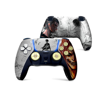 Attackk on Tittan Bullet Custom PS-5 Controller Wireless compatible with Play-Station 5 Console by BCB Controllers | Proudly Customized in USA with Permanent HYDRO-DIP Printing (NOT JUST A SKIN)