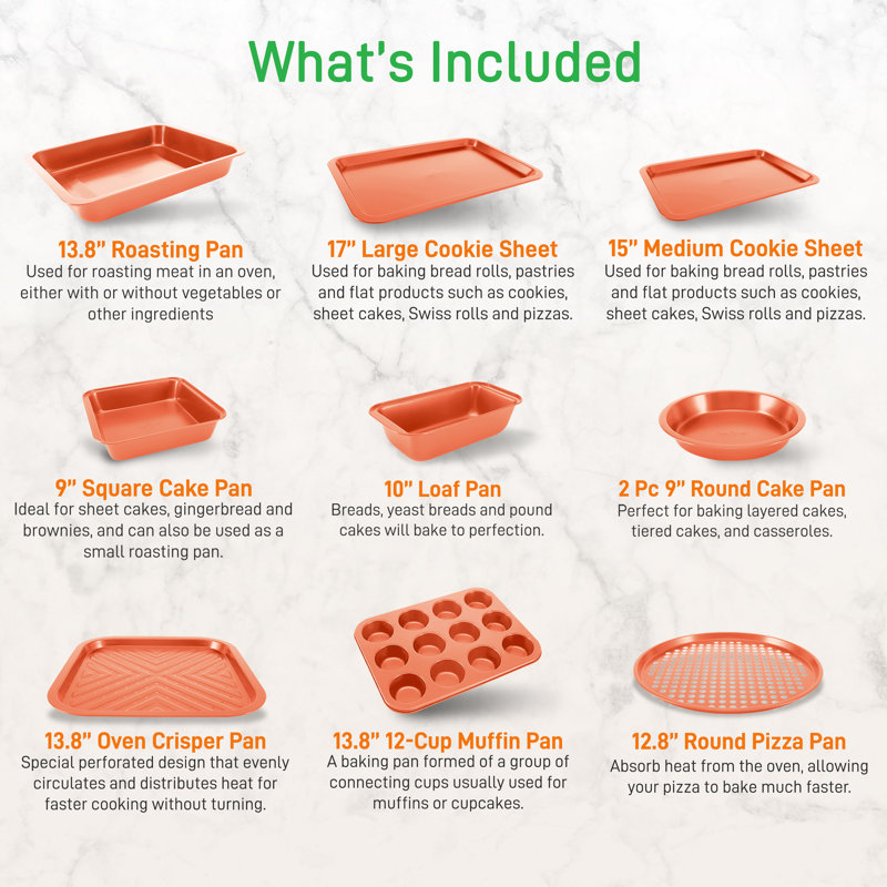 NutriChef 10 Piece Non-Stick Steel Bakeware Set