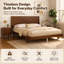 Lit plateforme en bois de style moderne du milieu du siècle, format Queen, tête de lit imposante, pieds fuselés inclinés, sans sommier, noyer-1133091038-1133091025