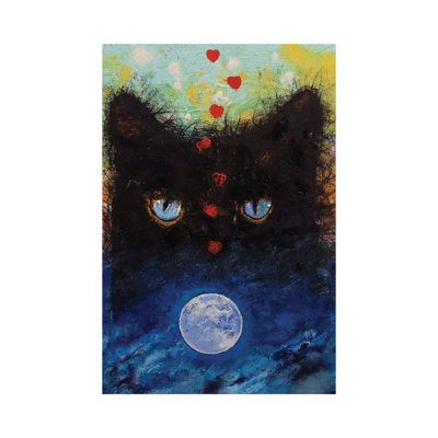 «Black Cat in Moonlight» par Michael Creese, reproduction d'art sur toile tendue