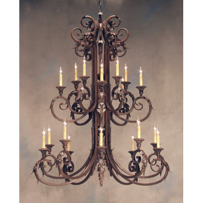 Lustre étagé de style bougie à 20 lumières Serratina