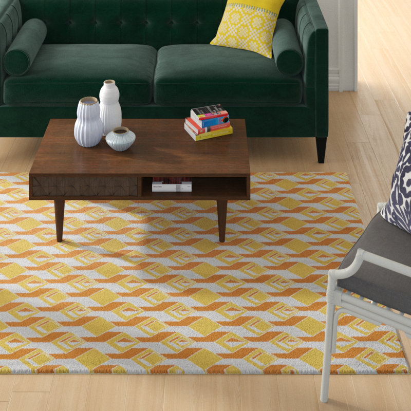 Gratte-ciels jaunes Tapis décoratif, Rectangle 5 pi x 7 pi