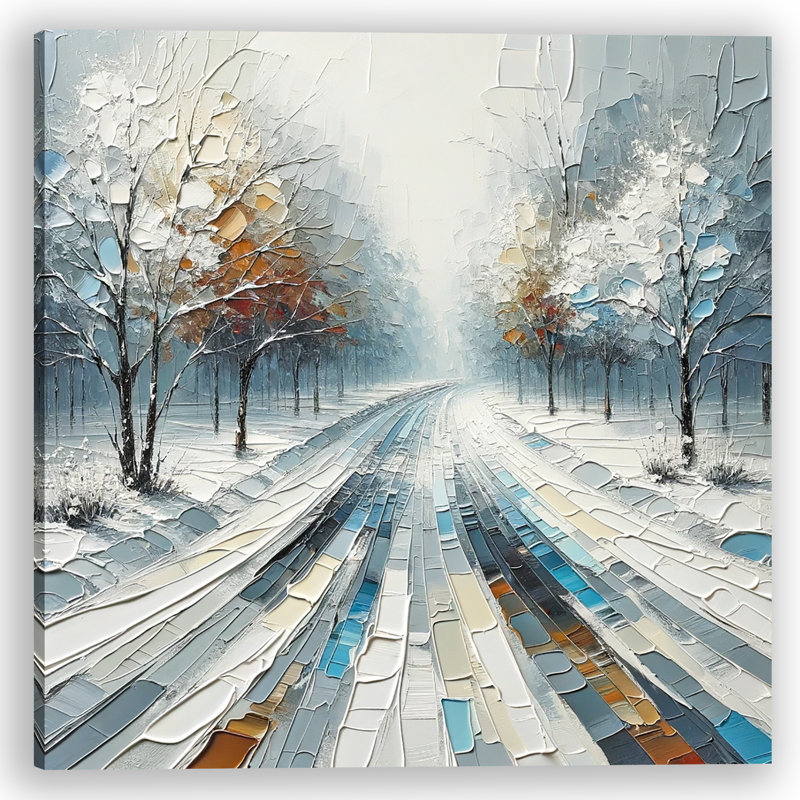 Winter's Palette: Abstrait texturé sur une impression sur toile, H 30 po x l 30 po x P 1,5 po