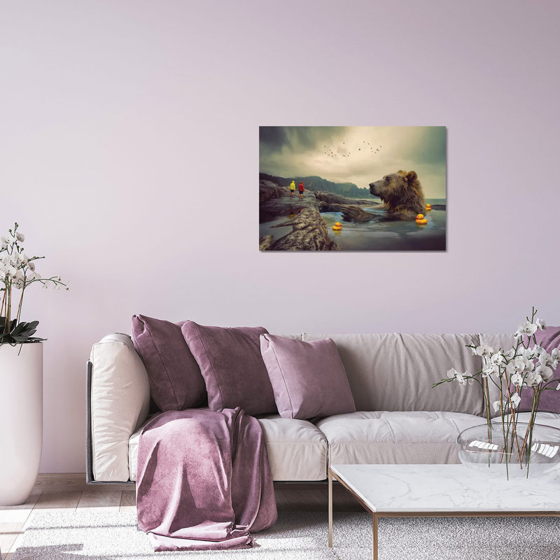 «Foggy Bear Bath», impression sans cadre, H 16 po x l 24 po x P 0,25 po