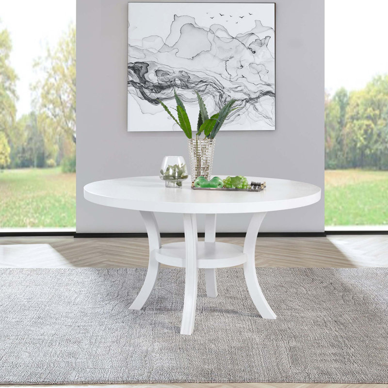 Table de salle à manger ronde moderne en bois avec tablette fonctionnelle