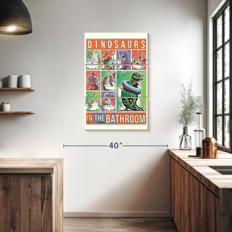 Brampt Dinosaurs In The Bathroom, 38" H x 24" W