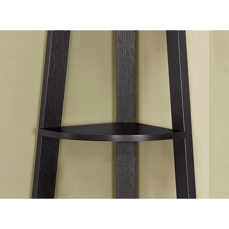 Hewitt Zyn 71 Inch Corner Shelf, 5 Tier Etagere V Ladder Bookcase, Espresso Brown, Espresso