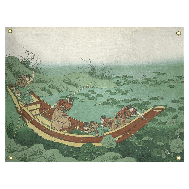 Tapisserie murale « Boat Under the Lily », H 37,5 po x l 27,5 po, Vert