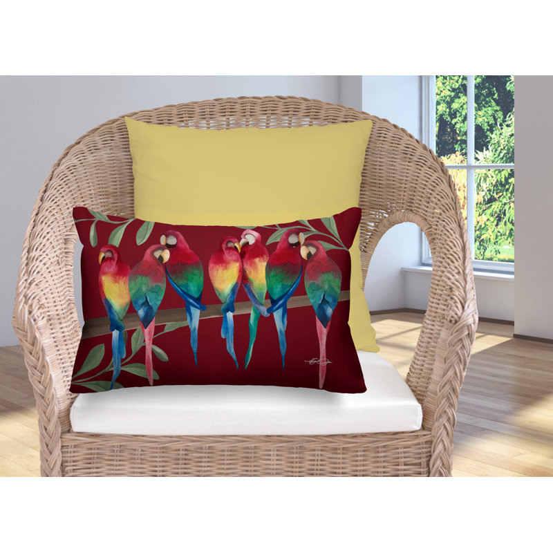 Sky Flocked Together Birds Outdoor Rectangular Pillow Cover & Insert, Red