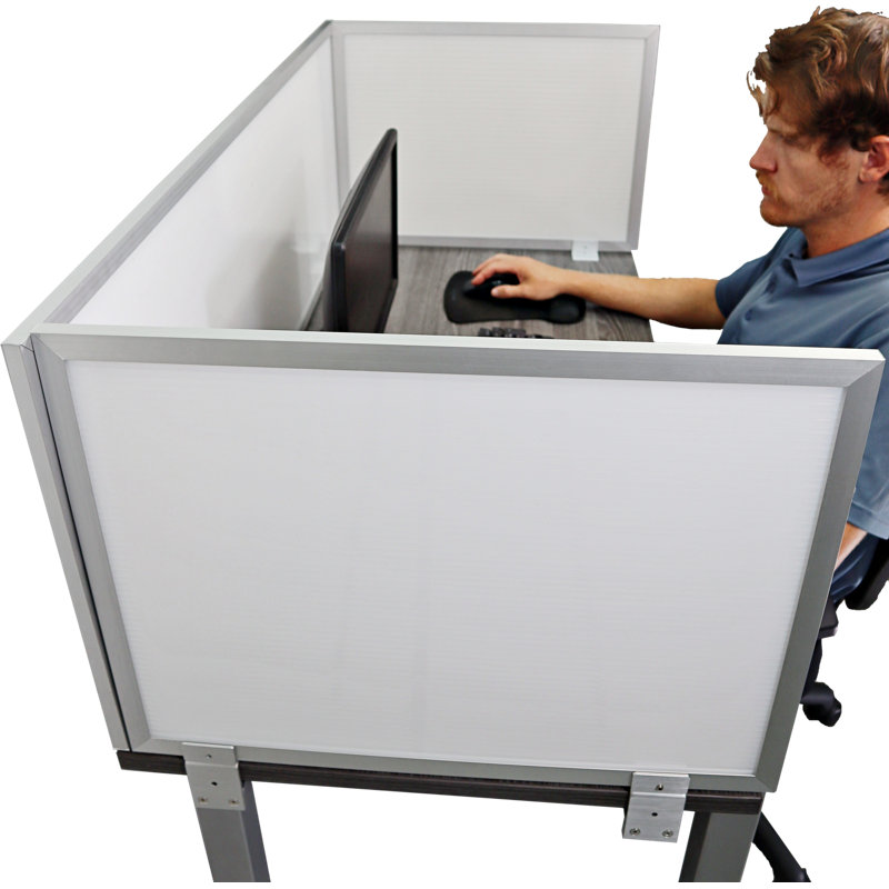 Panneau d'intimité en polycarbonate fixé au bureau, En aluminium, H 24 po x l 60 po x p 0,63 po