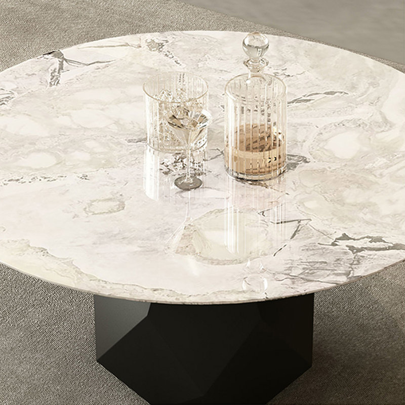 Luxury Stone Coffee Table with Black Titanium Legs