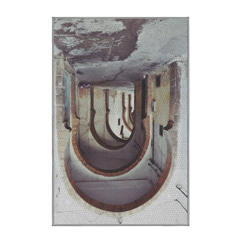Tapis gris/brun tissé à la machine, Rectangle 2 pi x 3 pi