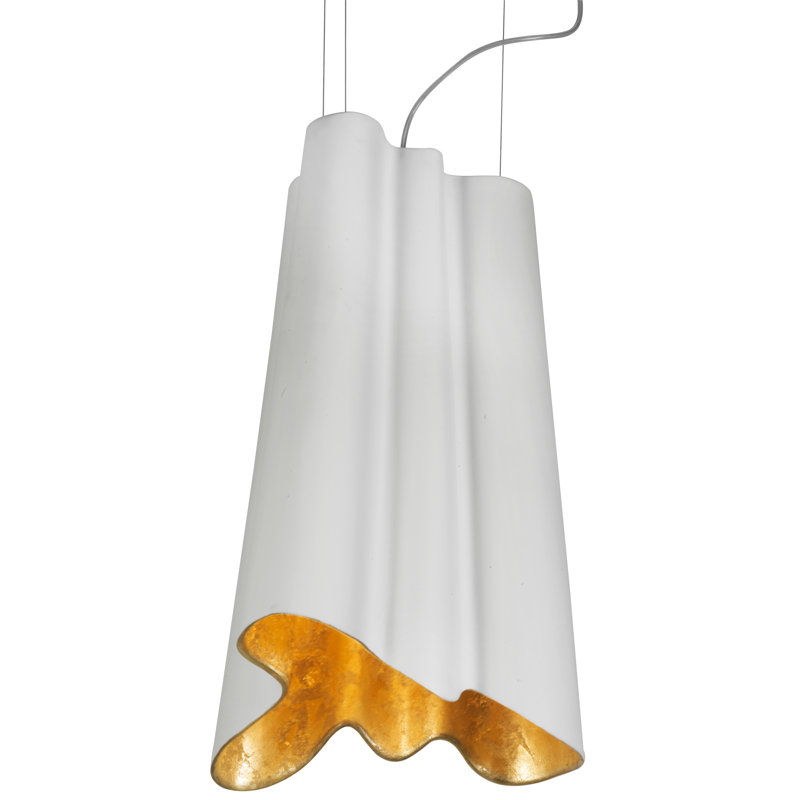 Luminaire suspendu 1 lumière Nove Ceramica, Blanc / or