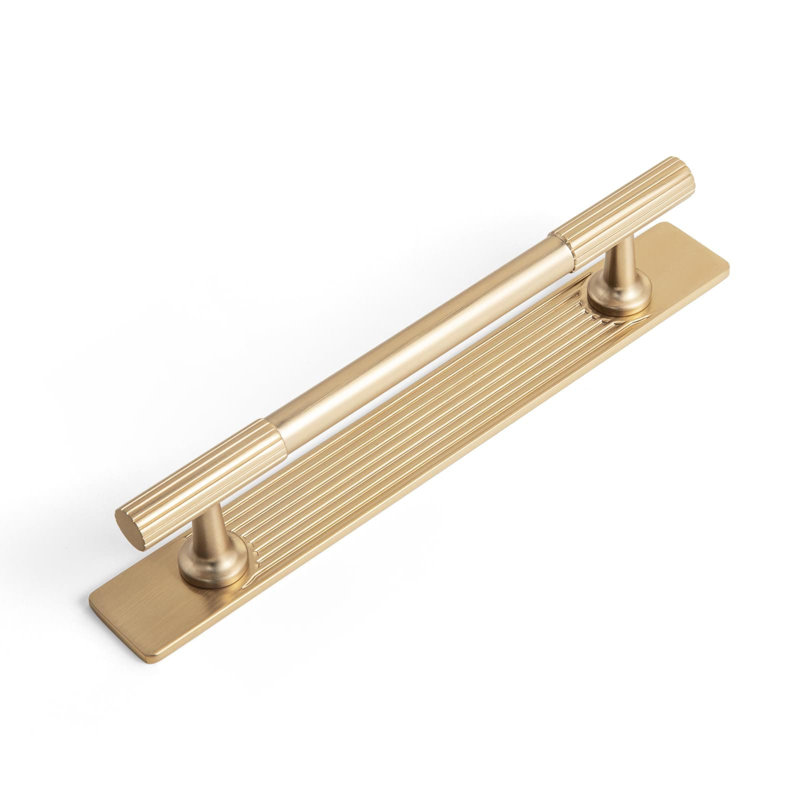 Poignées d'armoire en alliage de zinc champagne bronze avec plaque arrière, centre de trou de 5 pouces (128 mm), paquet de 2, finition vieillie pour la cuisine, la chambre à coucher et les meubles