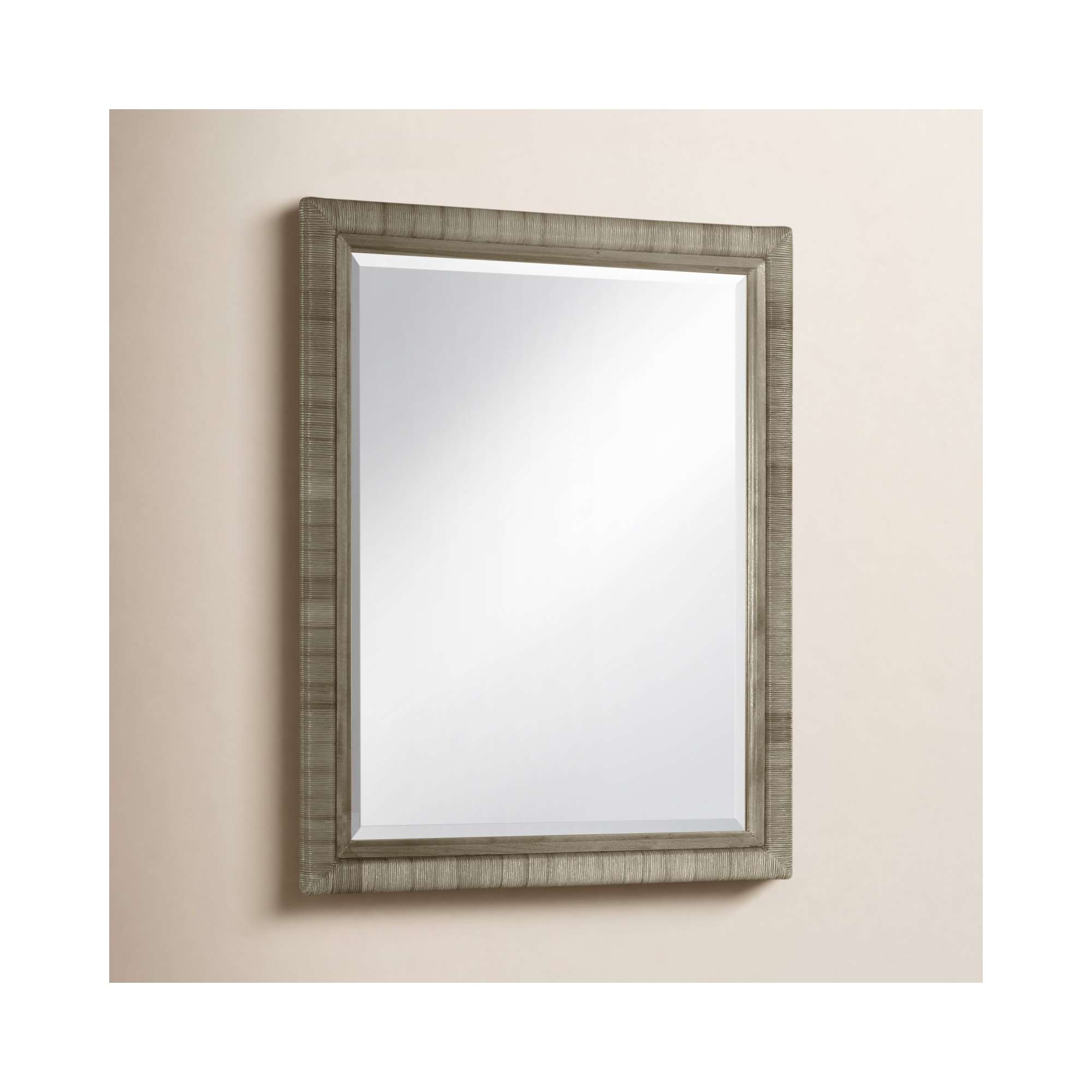 Monterey Rattan Flat Mirror, Stone Hearth