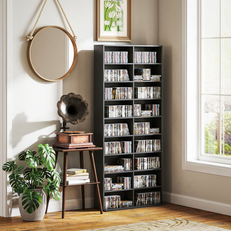 H Media Shelves, 175cm H x 78.5cm W x 24cm D, Black