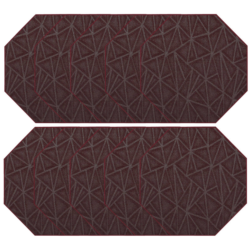 Ensemble de tapis bourgogne raffiné intérieur / extérieur Furnish My Place, Octogone 3 pi