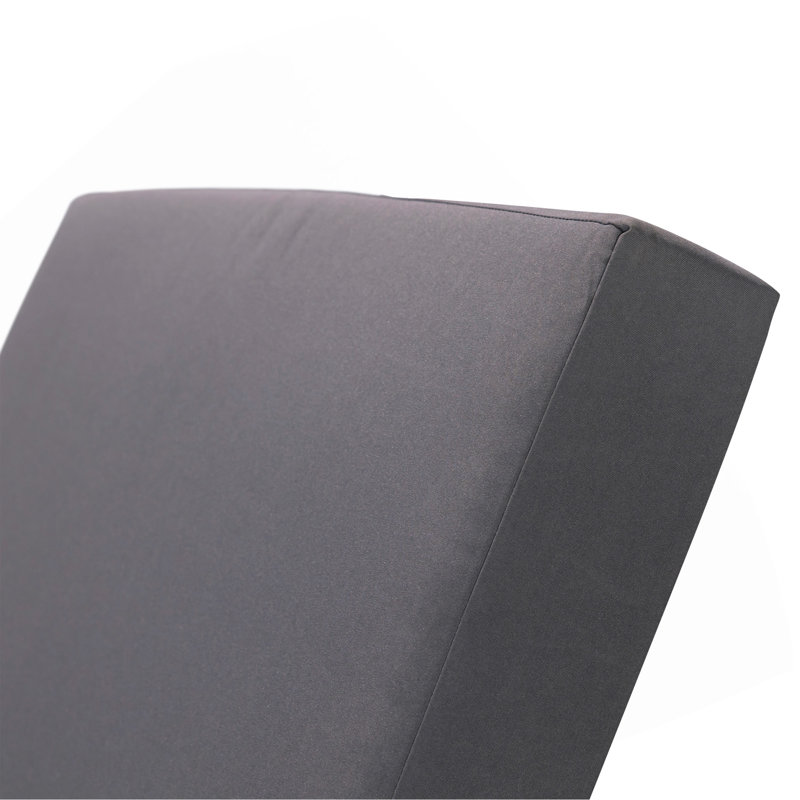Ensemble de chaises longues en bois d'acacia massif avec coussin de détente (gris foncé et triple plis) - version crème assortie disponible