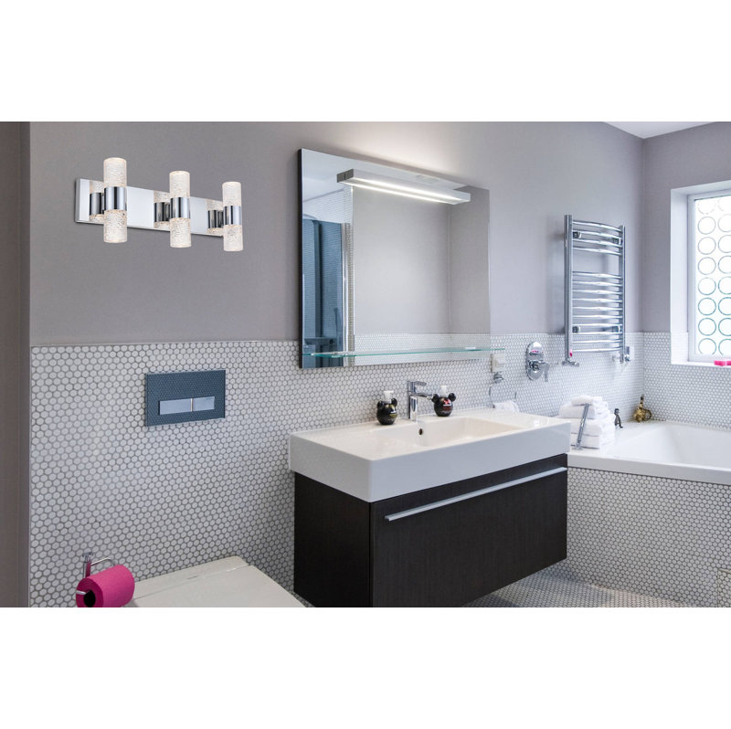 Applique murale de salle de bain 1 lumière DEL à intensité variable Bindschatel, Doré, 8.66" H x 24" W x 24" D