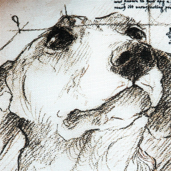Leonardo Sketch Dachshund Square Poly-Linen Pillow