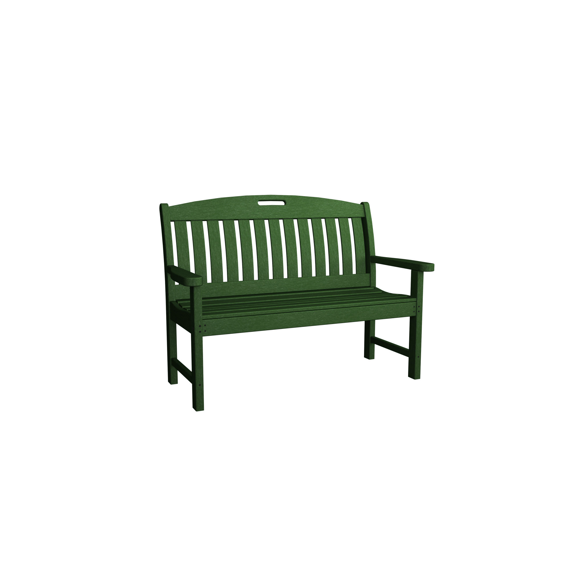 POLYWOOD Nautical Bench, Hunter Green, 37.5" H x 51.75" W x 25" D