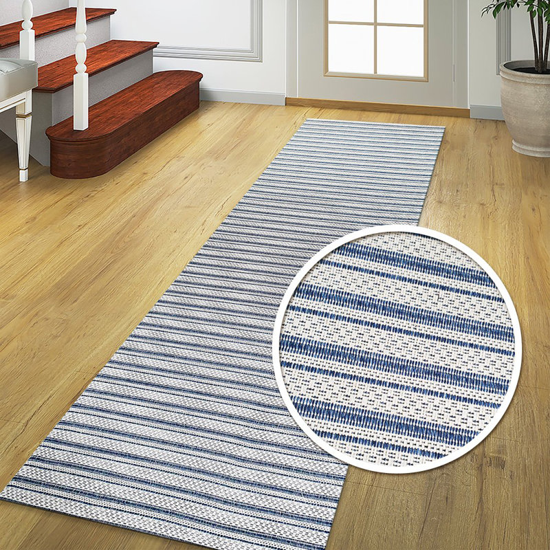 Culberson Striped Cotton Area Rug, Runner 75 x 300cm