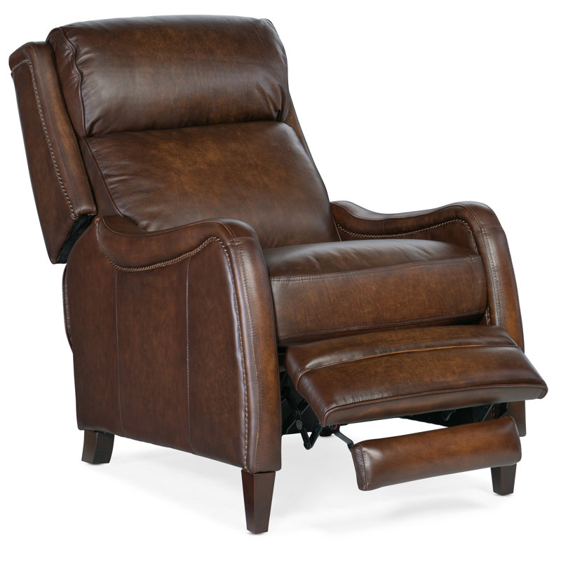 Sulema Leather Power Recliner, Dark Brown Genuine Leather, Manual