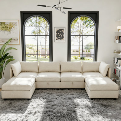 Modular Sectional Sofa, Convertible Sofa Seat With Storage, Sleeper Sectional Sofa Set, Fabric Flexible Modular Combinations For Living Room