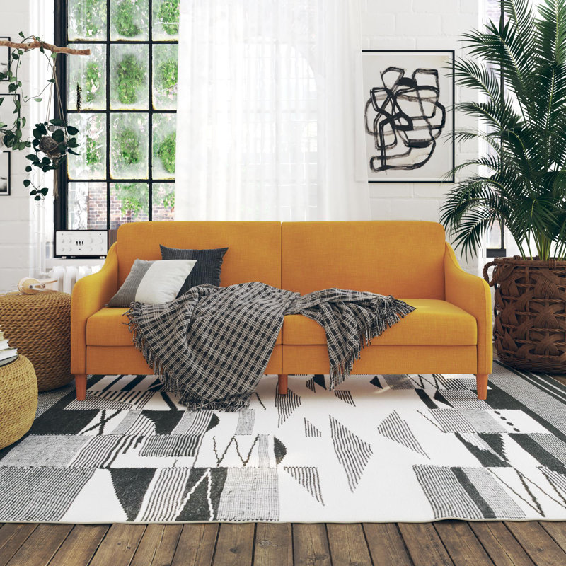 2 Seater Linen Blend Sofa, Mustard Yellow