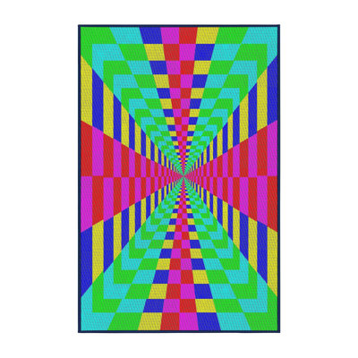 Tapis rouge/vert/bleu tissé à la machine