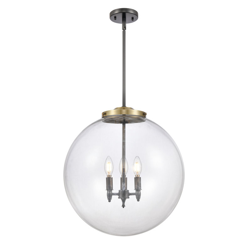 Frederick 3 - Light Pendant, 19" H x 18" W x 18" D, Clear, Black Antique Brass