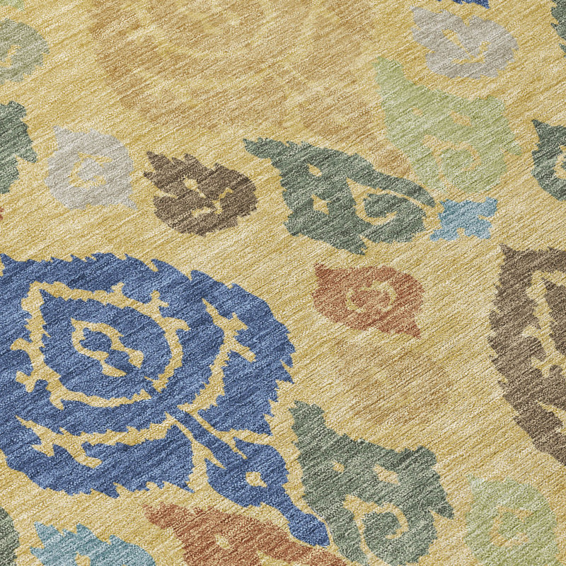 Machine Washable Indoor/Outdoor Chantille ACN2460 Damask Rug, Gold, 2'3" x 7'6" Runner