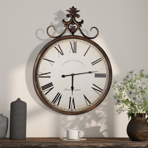 Beshore Metal Round Gold Decorative Living Room Wall Clock