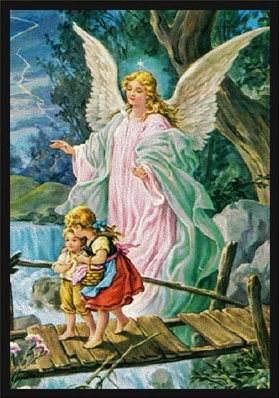 Tapis avec ange gardien Faith, 5 pi 4 po x 7 pi 8 po