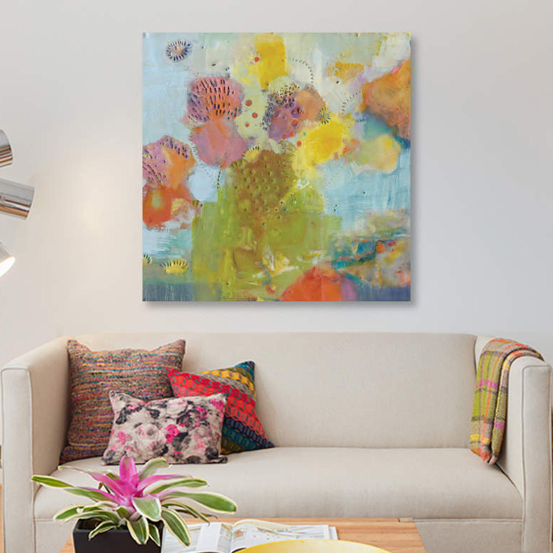 « floare i », reproduction sur toile, H 12 po x l 12 po x P 0,75 po, Toile tendue, Pas de tapis