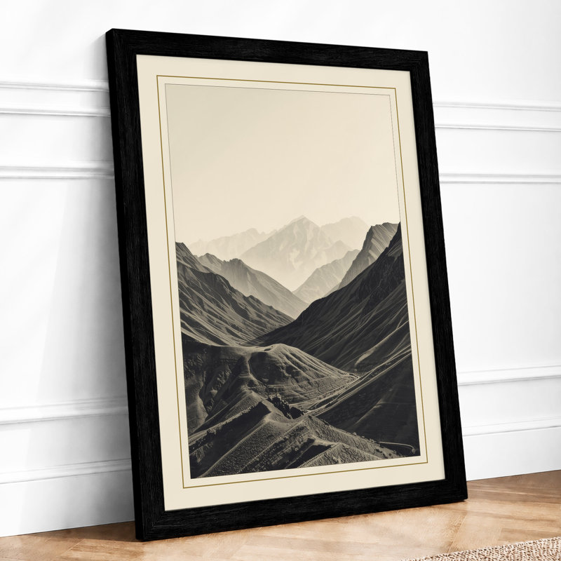 Mountain Road Minimalist - Print, Black, A4 - 29.7 x 21.0 cm