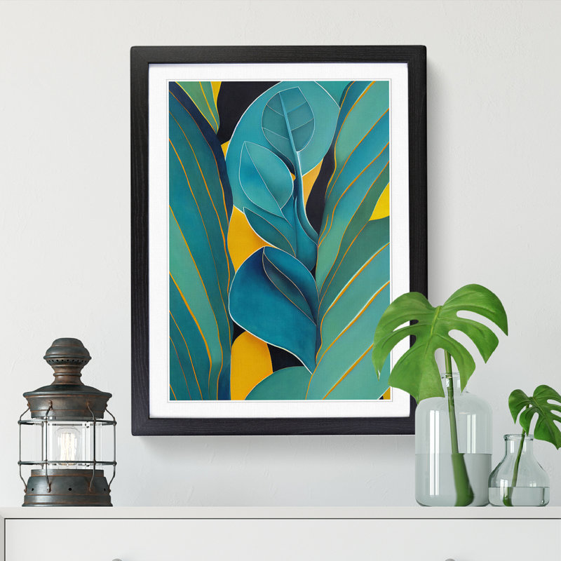 Tropical Leaves Abstract Vol.2 - Single Picture Frame Print, Black, 46cm H x 34cm W x 2cm D