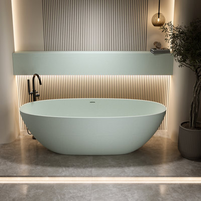 Baignoire de trempage autoportante 63 pouces turquoise, dure et résistante, baignoire non perméable à surface solide de 63 po, conception ergonomique pour un bain relaxant