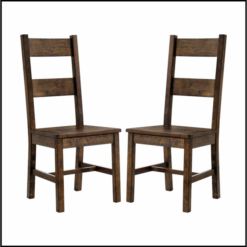 Ensemble de 2 chaises de salle à manger en bois brun doré rustique avec assise confortable et fabrication durable pour une salle à manger élégante