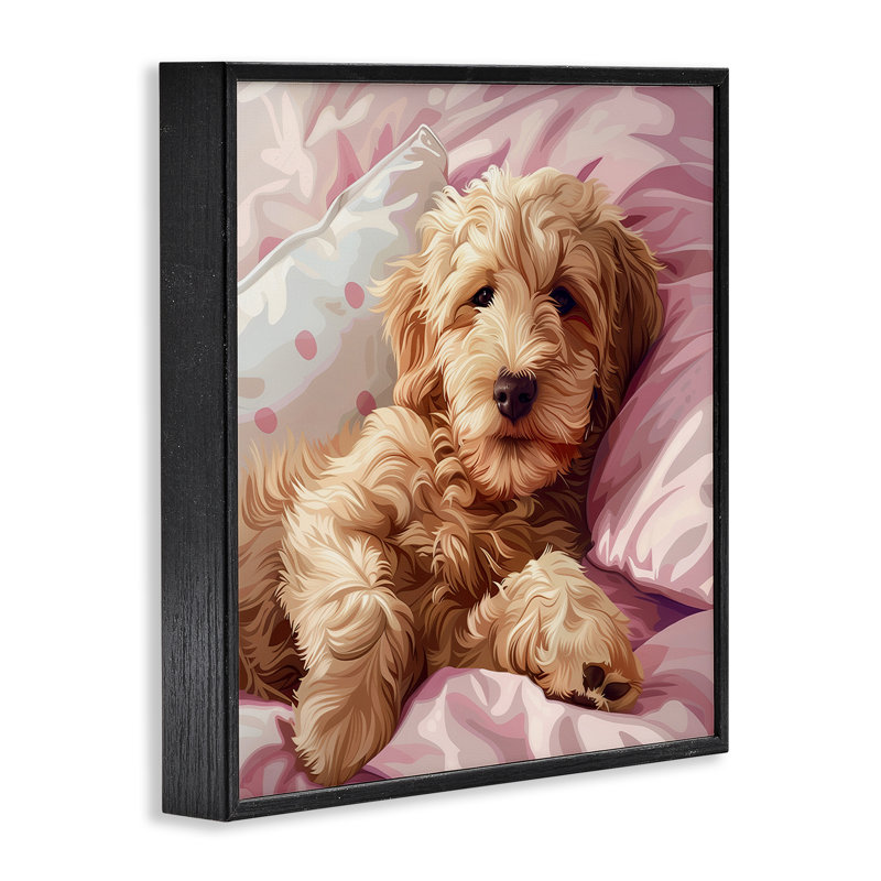 «Stupell Industries Sleepy Labradoodle in Bed», art de la giclée encadrée par Jim Baldwin, H 24 po x l 24 po