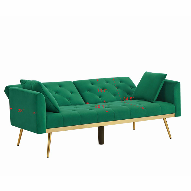 Signild 71.25'' Velvet Reclining Sleeper Sofa, Green Velvet