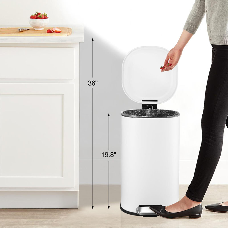 Poubelle 8 gallons avec couvercle à fermeture en douceur, moderne