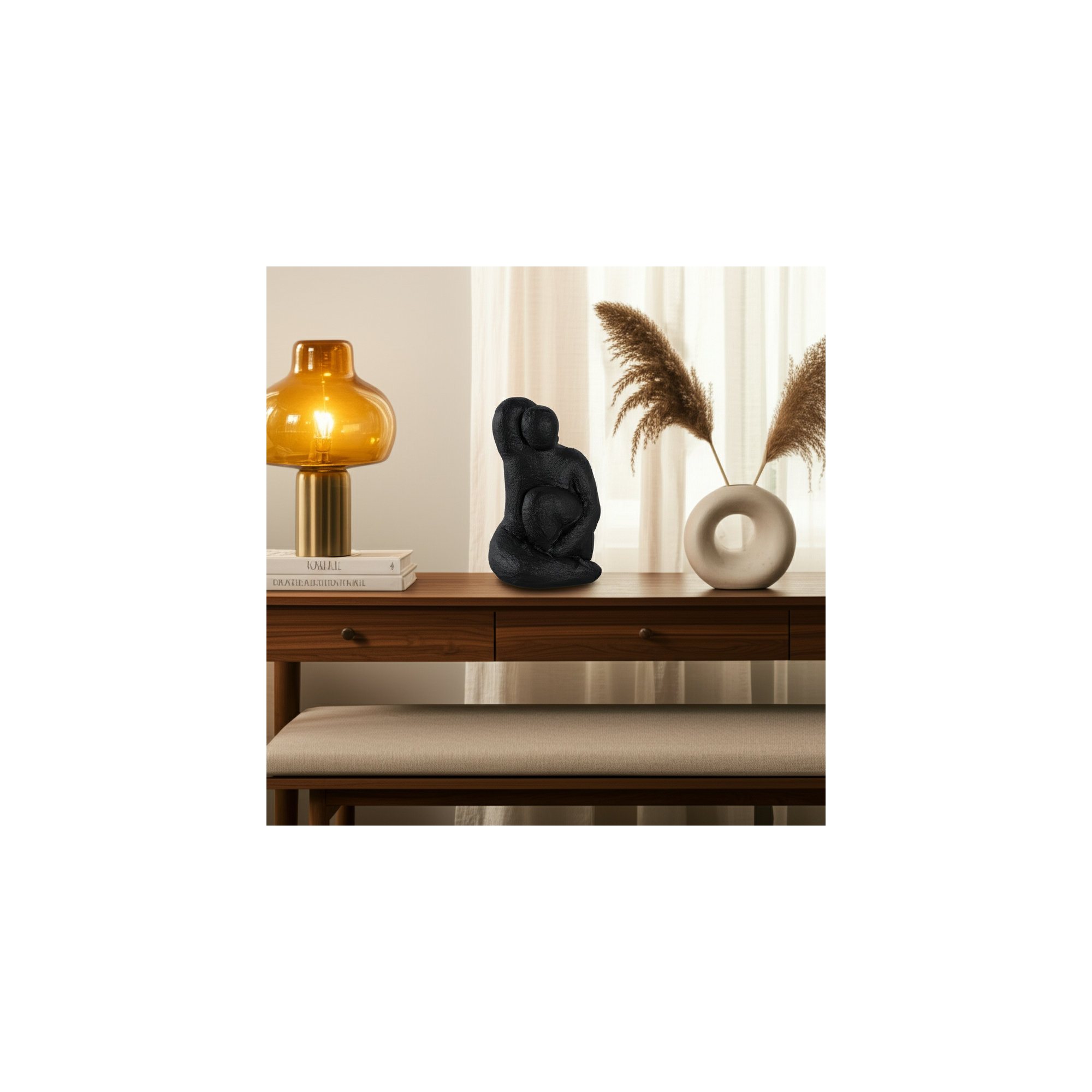 Raised Arm Posing Figure, White, 10" H x 6.5" W x 5.5" D, Black