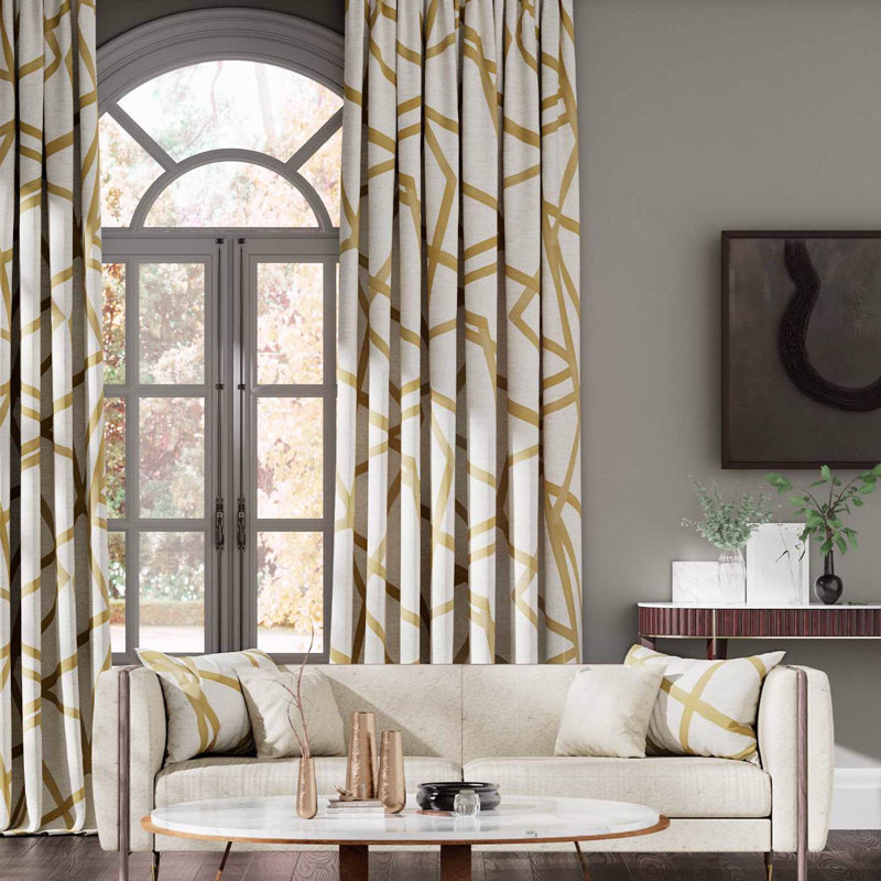 Sumi Fabric, Oyster/Gold