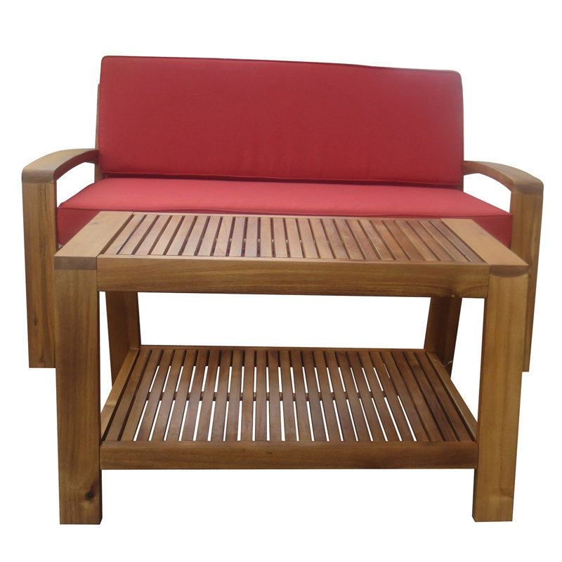 Ensemble de causeuse et de table basse d'extérieur, Rouge