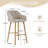Modern Bar Stools Set of 2, Kitchen Island Tall Chairs with Back, Arm, Footrest and Solid Wood Leg, Linen Fabric Upholstered Bar Stools-2084982160