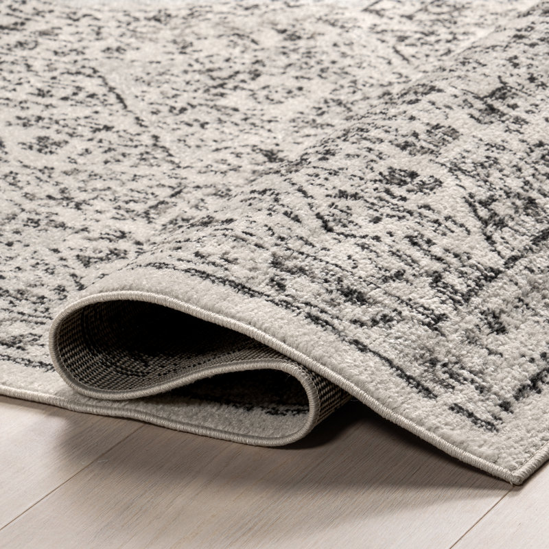 Asmin Medallion Area Rug for Living Room Bedroom Dining Room Kitchen, Grey/Ivory, Rectangle 2' x 3'